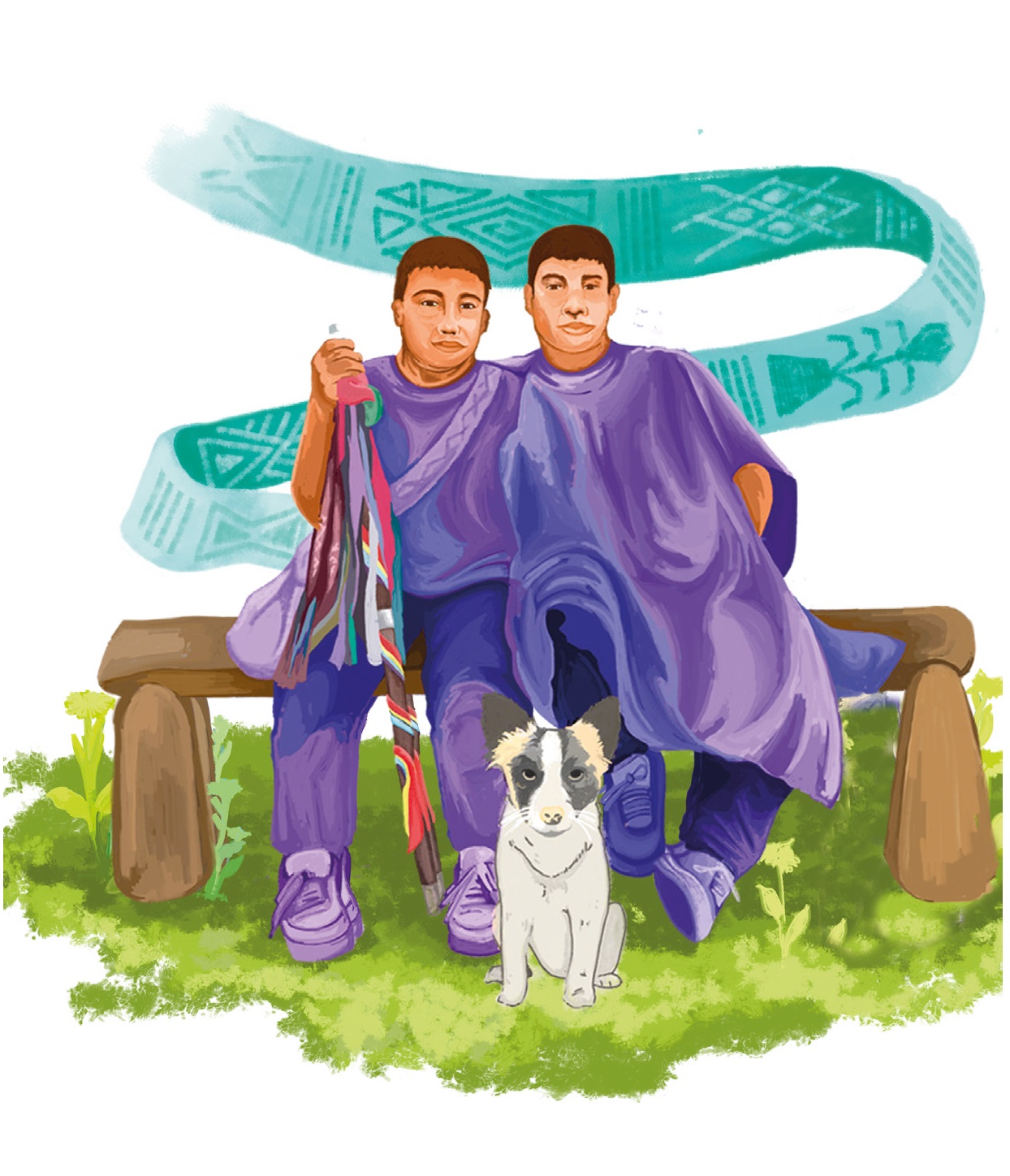 Ilustración: Anderson autoridad juvenil
y su familia diversa, pueblo Nasa de la CWK.